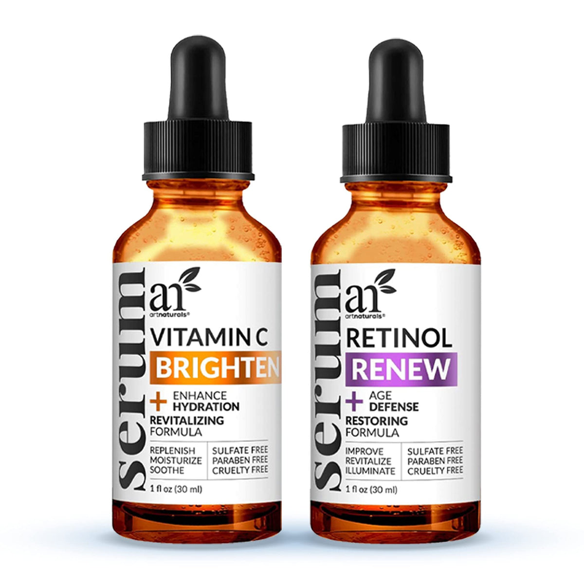 ArtNaturals Vitamin C Serum bottle showing brightening hydration for radiant skin
