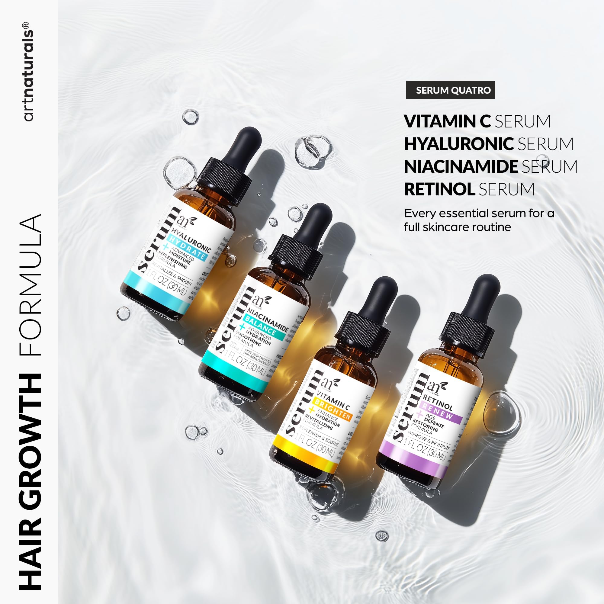 Artnaturals Vitamin C Serum Set hyaluronic acid drops for deep hydration.