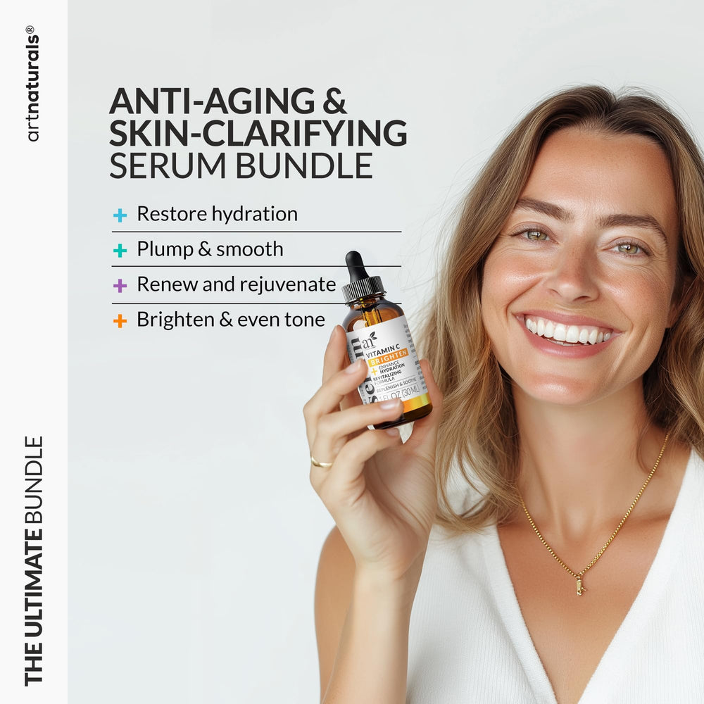 Artnaturals Vitamin C Serum Set retinol application scene for a smoother complexion.
