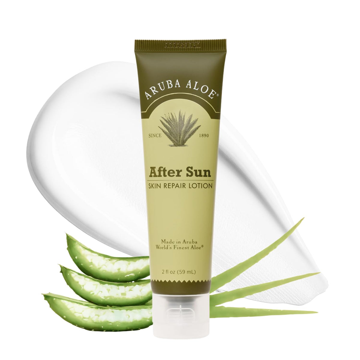Aruba Aloe After-Sun Lotion bottle provides quick hydration for sun-exposed skin.