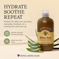 Aruba Aloe After-Sun Lotion nourishes with vitamin E and coconut oil for deep hydration.