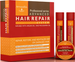 Arvazallia Advanced Hair Repair Shampoo bottle with argan oil for damaged hair