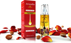 Arvazallia Argan Oil leave-in application highlighting frizz control and heat protection