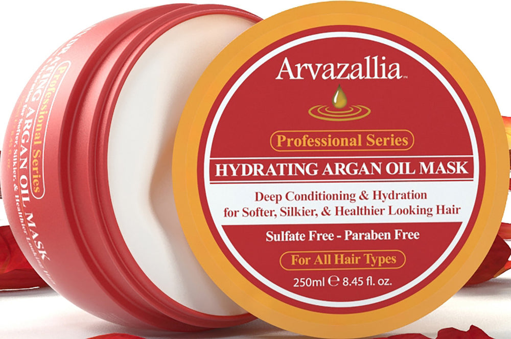 Arvazallia Hair Mask application close-up showing creamy conditioning texture.