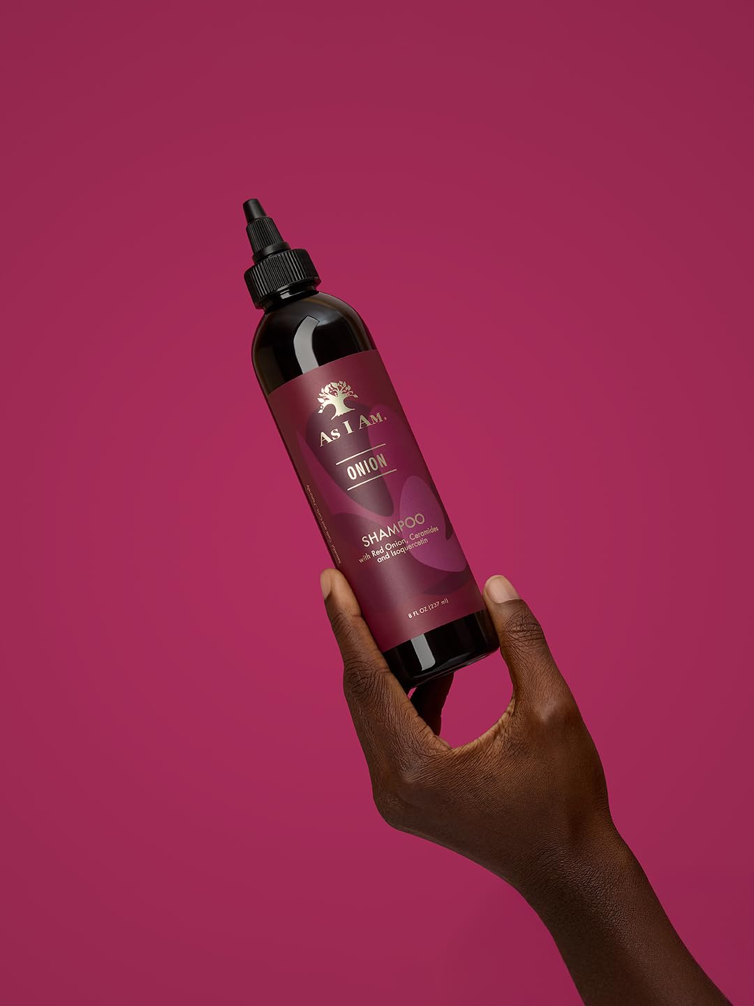 As I Am Onion Shampoo ceramides illustration emphasizing moisture retention.