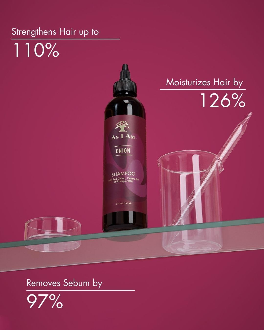 As I Am Onion Shampoo pour stream forming rich lather for gentle cleansing.