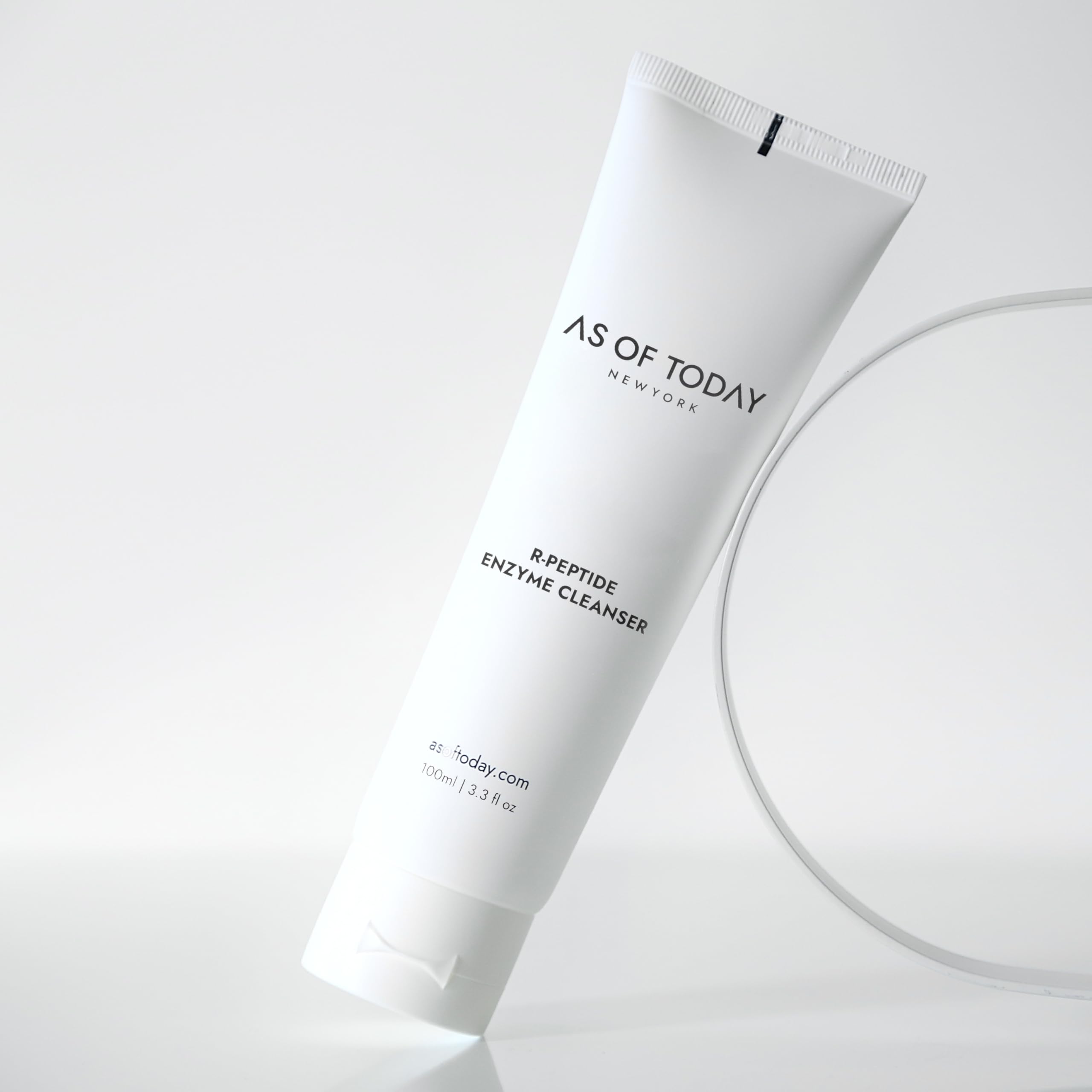 AS OF TODAY R Peptide Enzyme Cleanser bottle pour for simple daily cleansing.