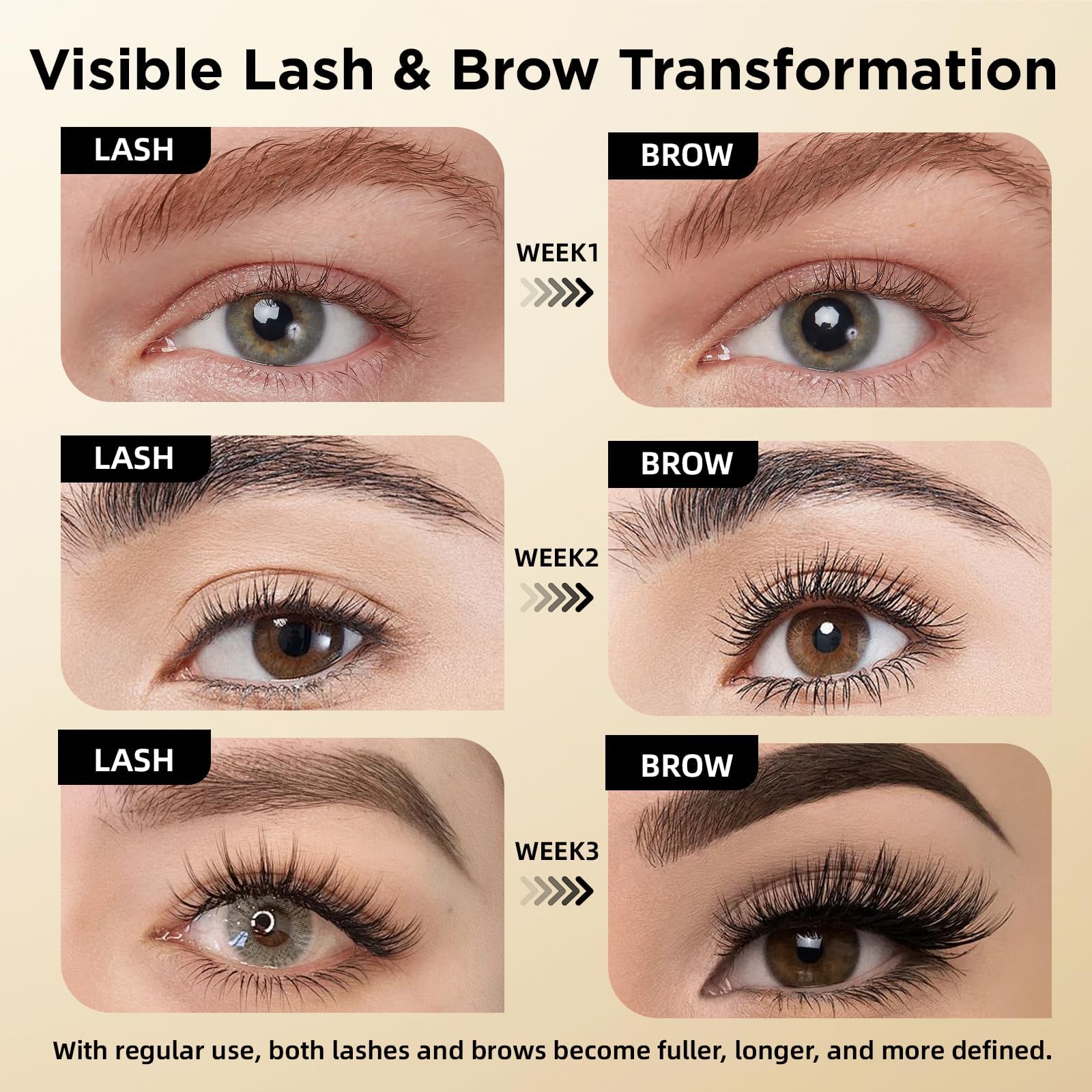 ASAMO close-up shows lashes and brows with subtle length and fullness