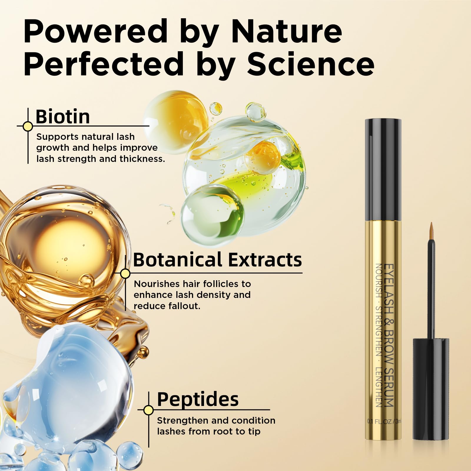 ASAMO eyelash serum drops show precise dispensing.