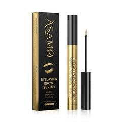 ASAMO eyelash serum gold bottle promotes luxurious, safe lash care.