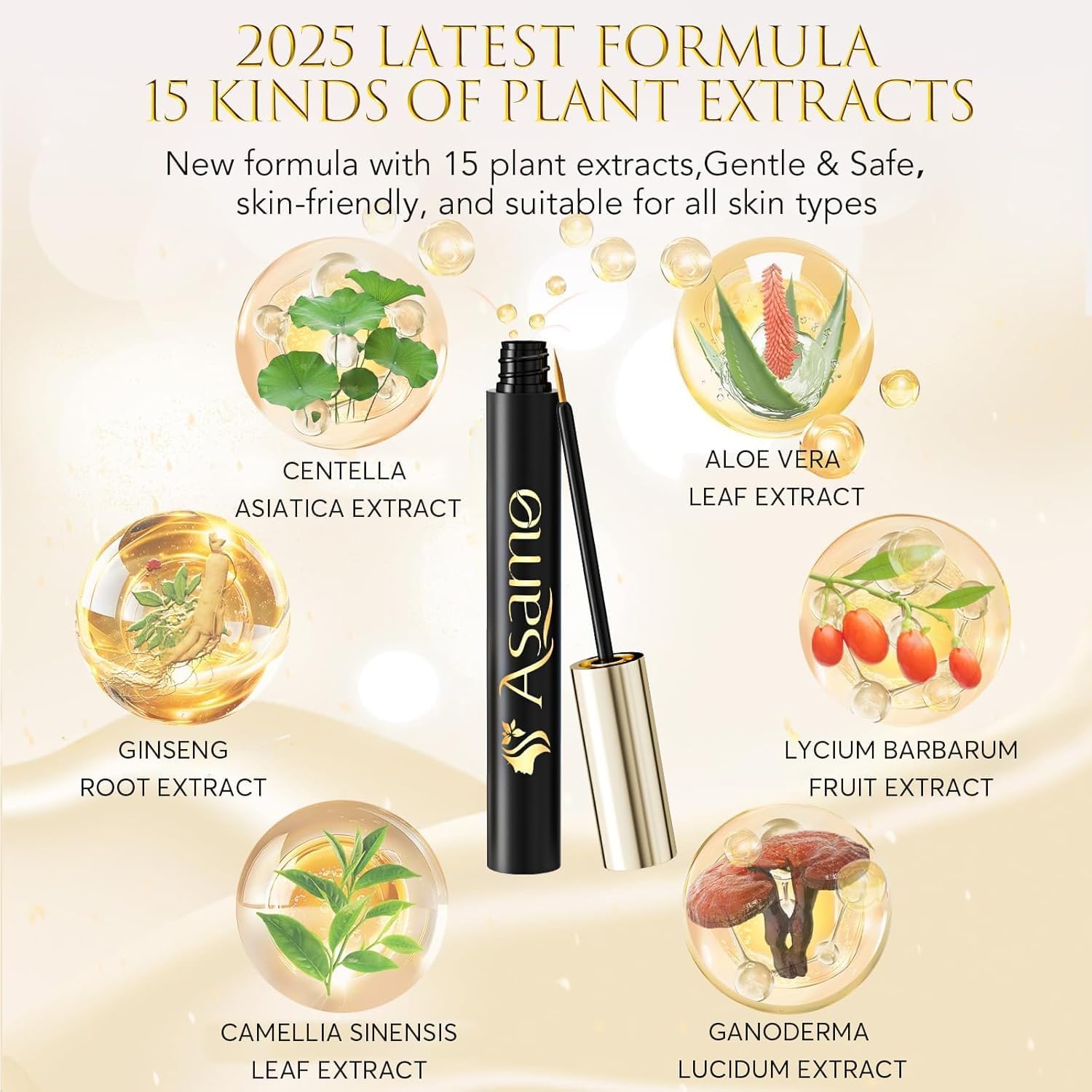 ASAMO lash serum applying along the lash line for daily growth support.