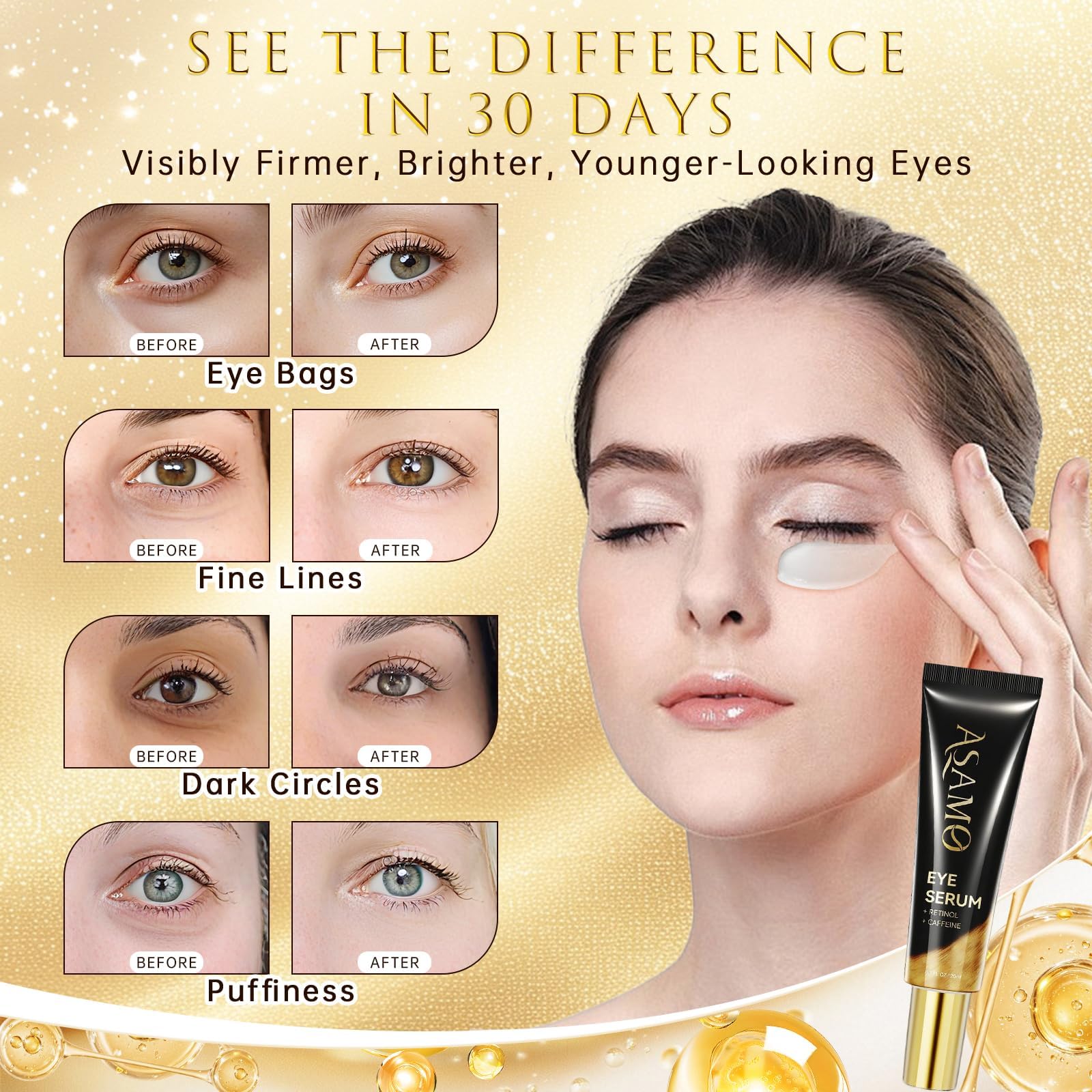 ASAMO Under-eye application zoom demonstrating gentle, even coverage