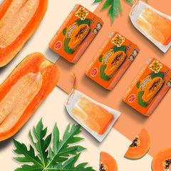 ASANTEE Papaya & Honey soap bars arranged in a value-packed 3-pack.