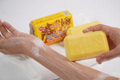 ASANTEE soft moisturized skin after washing with turmeric soap.