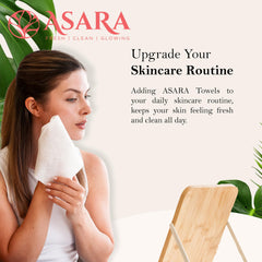 ASARA disposable face wipes on the go for quick refreshment with water or cleanser.