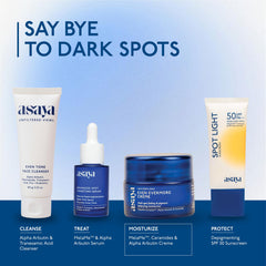 Dermatologist-tested badge on Asaya moisturizer for sensitive skin suitability.