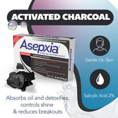 Asepxia bar soap demonstrates pore cleansing to support blemish prevention.