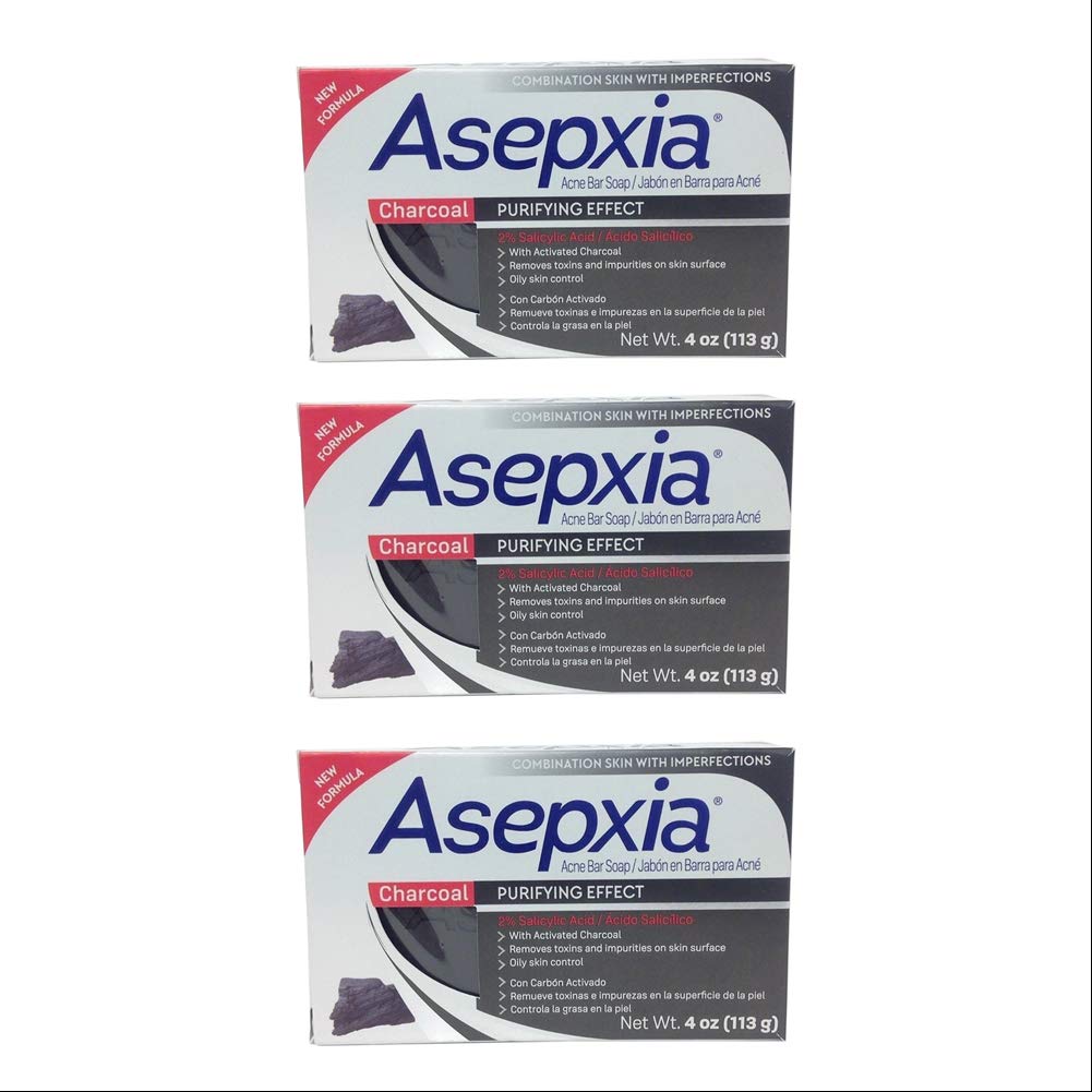 Asepxia charcoal cleansing bar soap front view for clearer pores and everyday cleansing