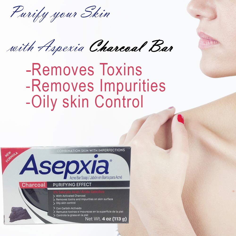 Asepxia charcoal cleansing bar ingredients label highlighting salicylic acid