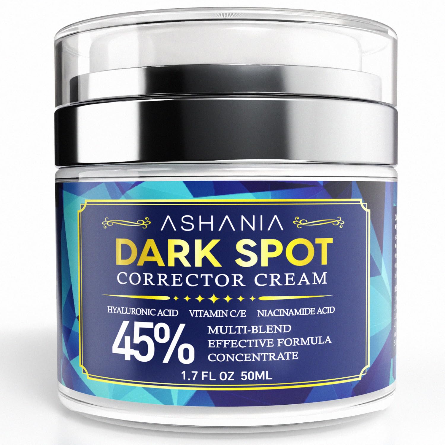 Ashania dark spot corrector bottle for targeted facial brightening.