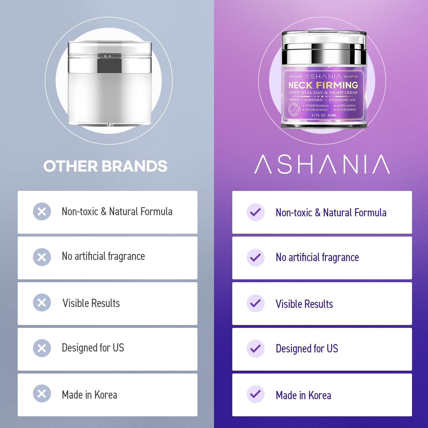 Ashania easy-apply pump jar emphasizes mess-free daily use.