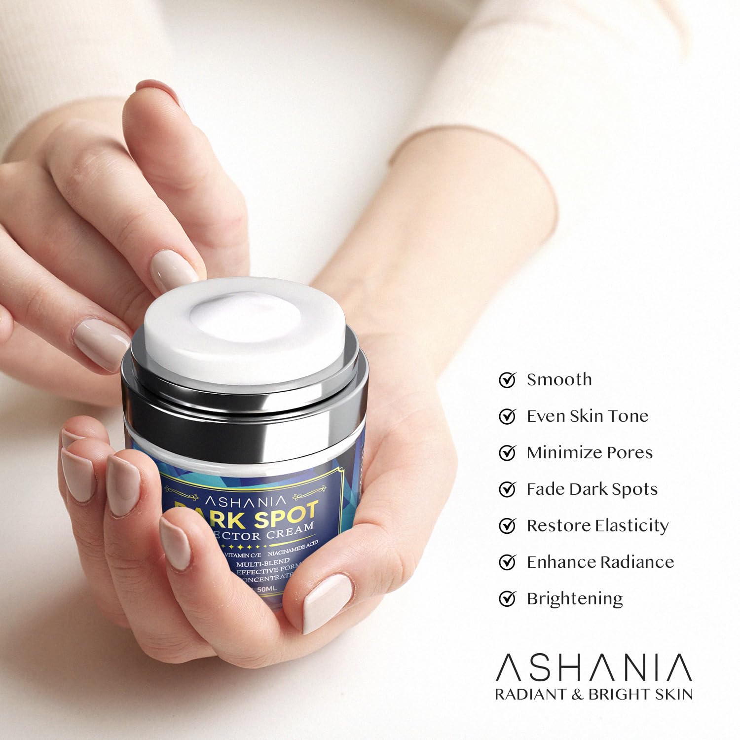 Ashania lightweight-fast-absorbing-serum feels barely there on skin.