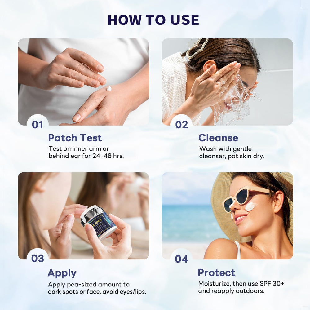 Ashania sun-spot-lightening-routine visual implies daytime use with UV protection.