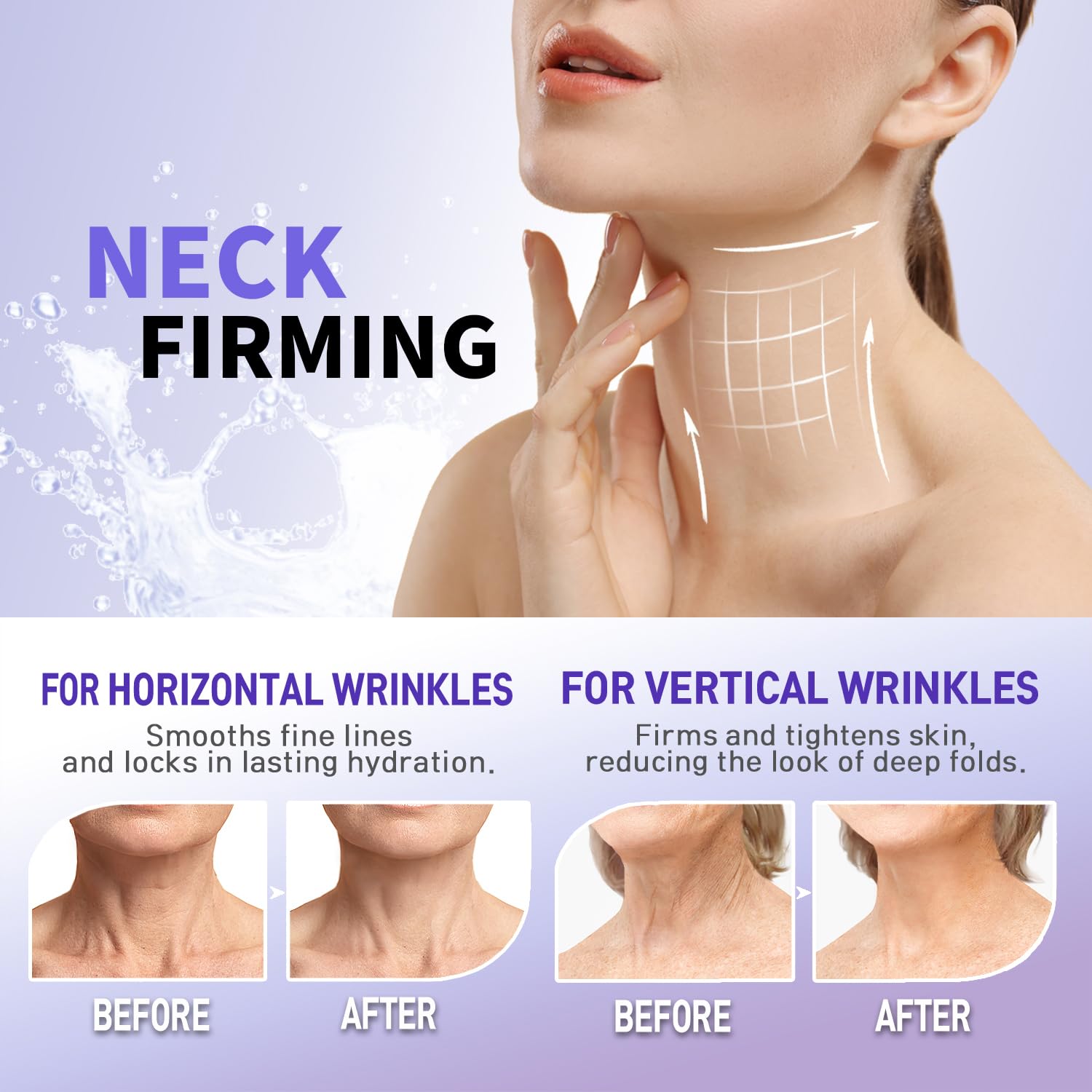 Ashania wrinkle-smoothing neck cream focusing on deep neck wrinkles.