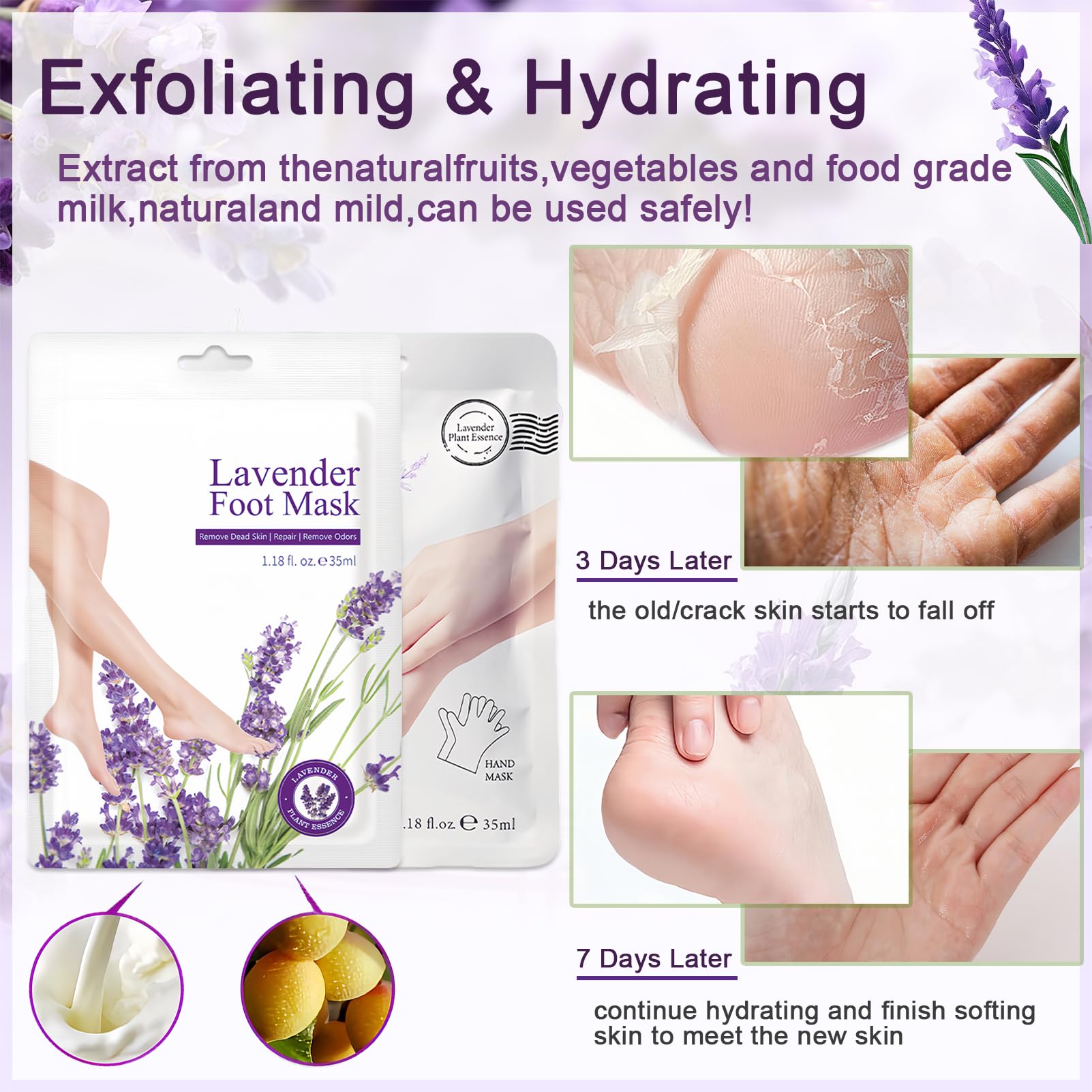 ASMAYSA lavender foot mask packaging highlights easy-to-use foot care.