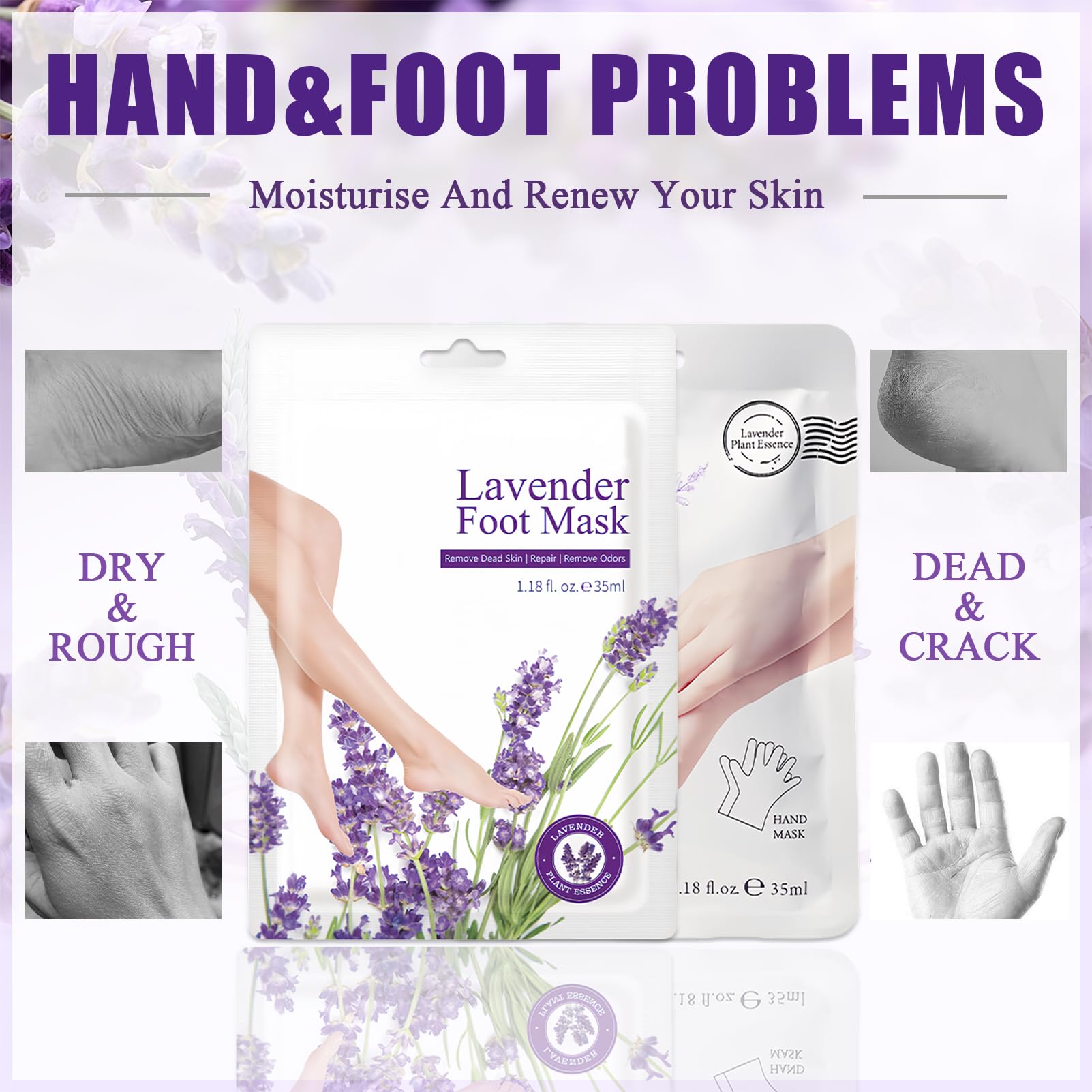 ASMAYSA lavender hand mask packaging shows a convenient at-home spa set.