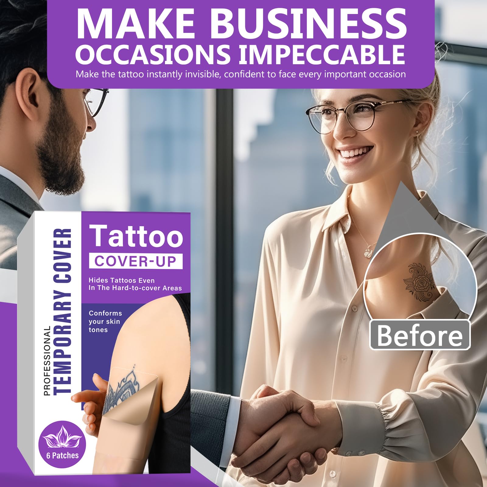 Asomooh tattoo cover up tape on skin with natural blend to hide marks.