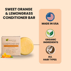 Lemongrass conditioner bar in hand, rectangle shape for easy use.