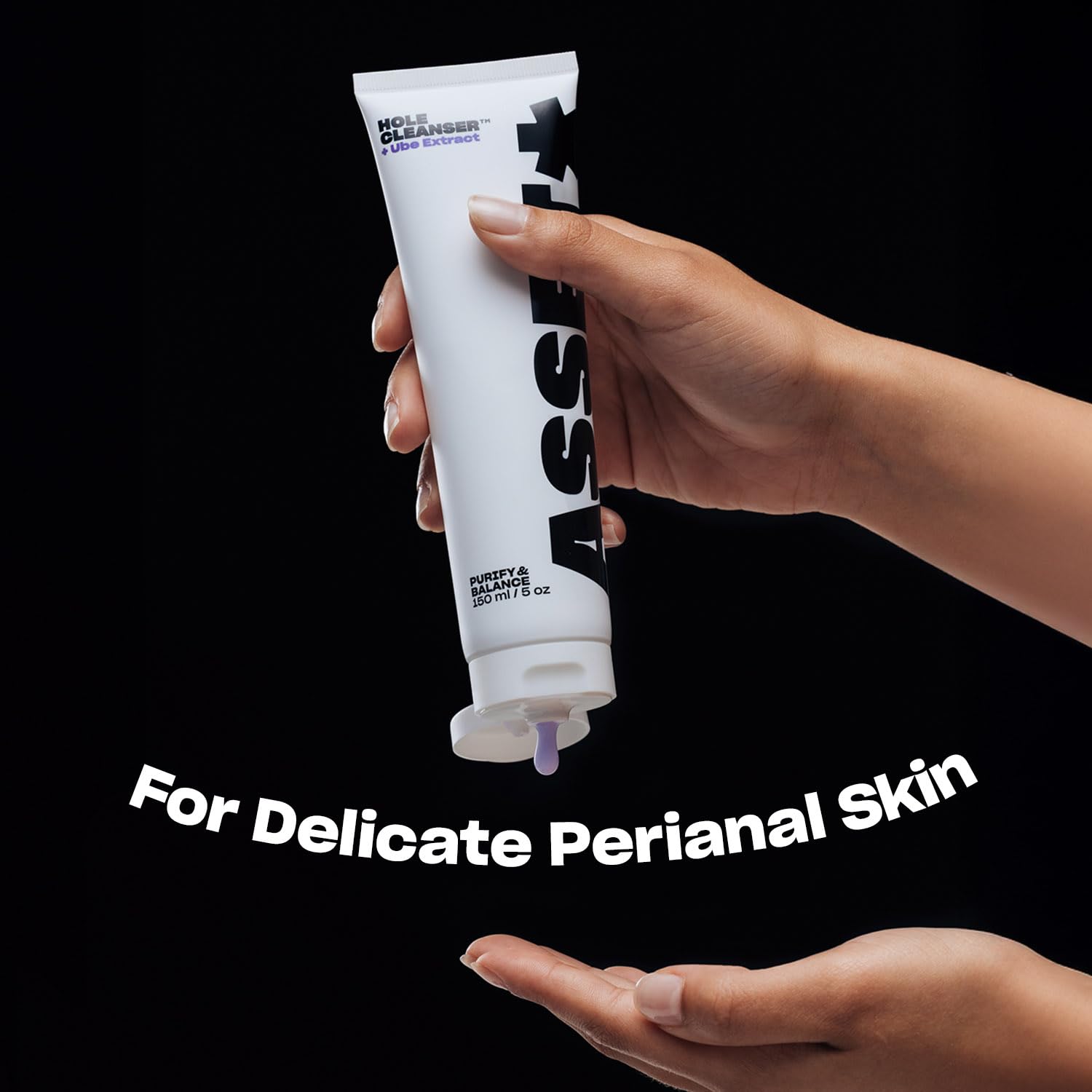 Asset Hole Cleanser ube-enriched formula emphasizes antioxidant and calming benefits.