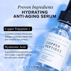 Texture close-up of Asterwood Copper Peptides Serum showing smooth application