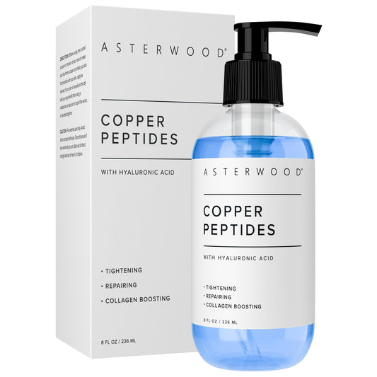 Asterwood Copper Peptides Serum 8oz bottle ready for routine hydration and renewal