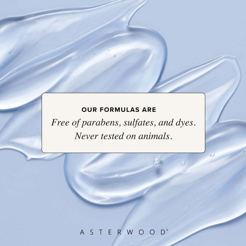 Asterwood packaging emphasizes vegan and cruelty-free formula.