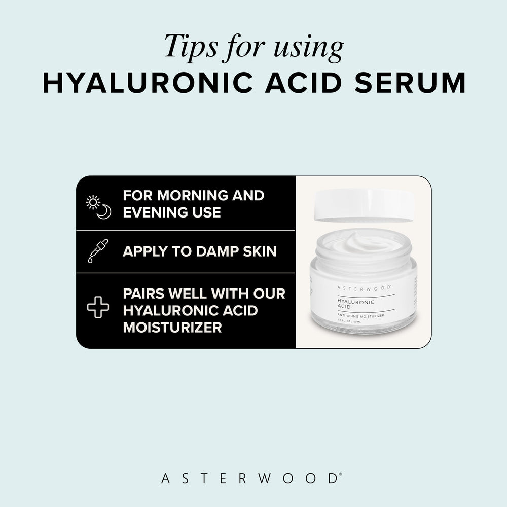 Fragrance-free label on Asterwood Hyaluronic Serum bottle.
