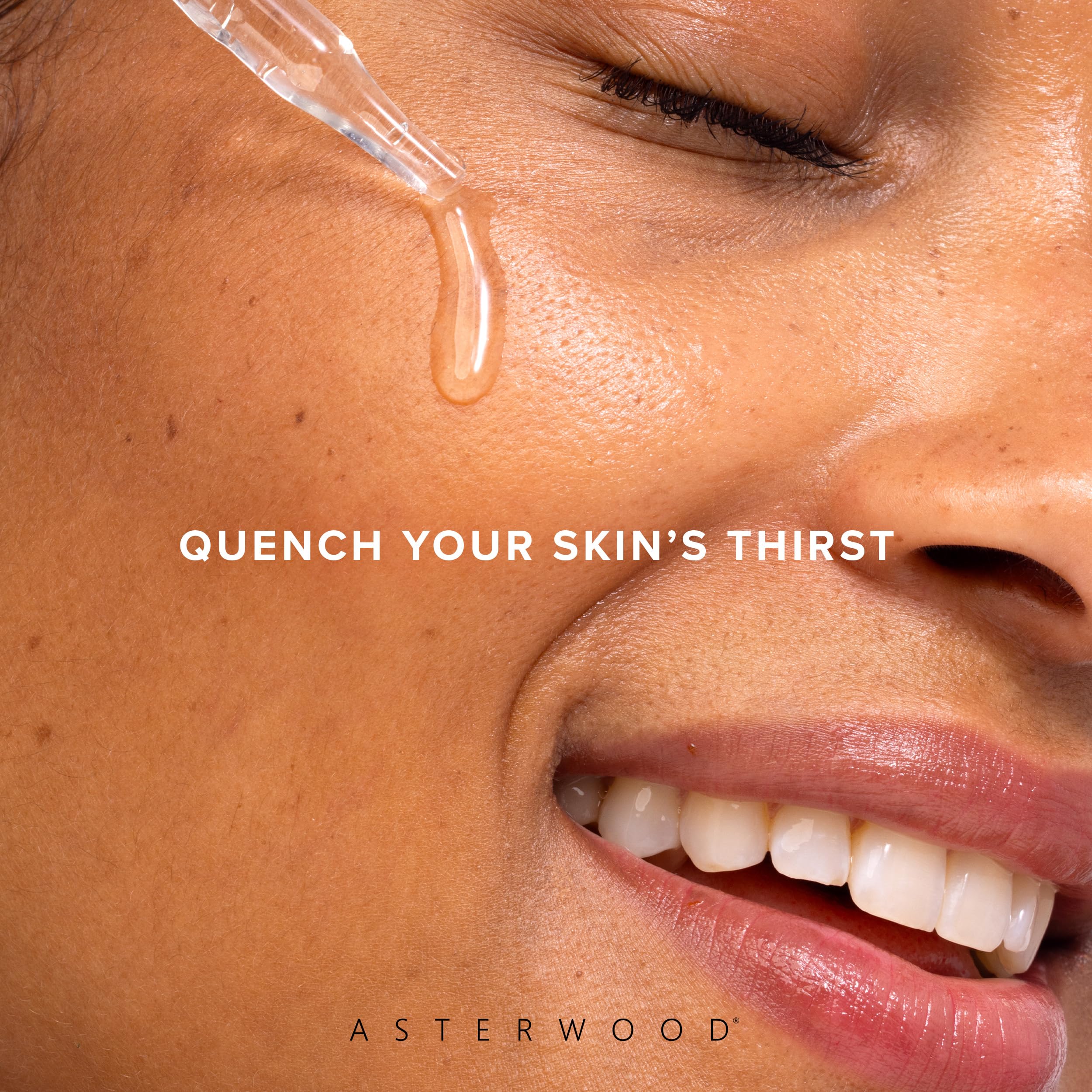 Asterwood Hyaluronic Serum applied on damp skin for better absorption.