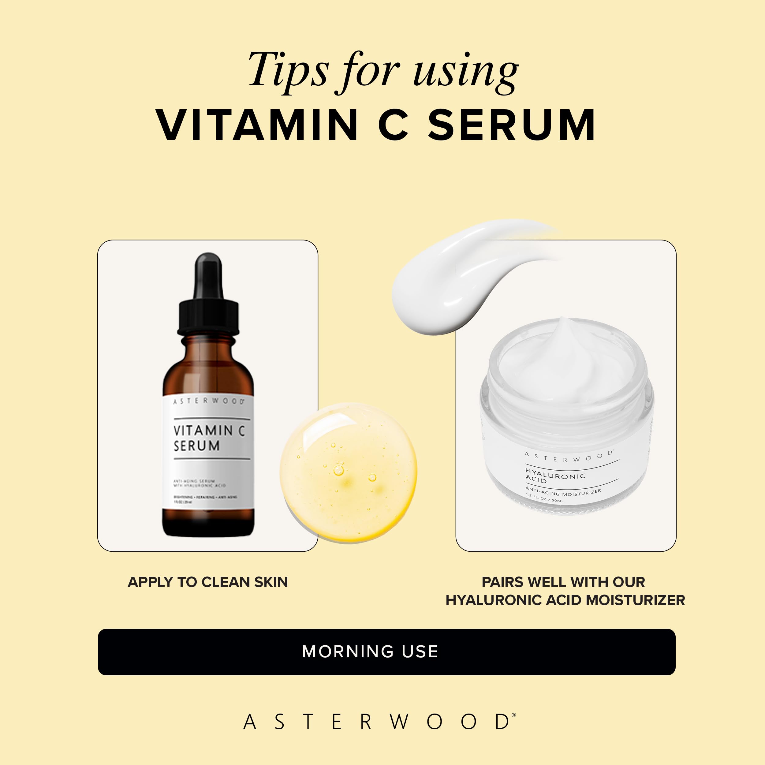 Asterwood Vitamin C Serum dark glass bottle protects potency and freshness.