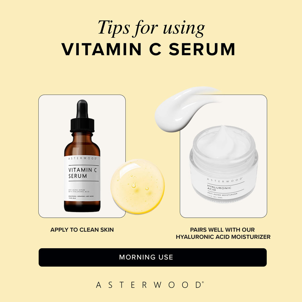 Asterwood Vitamin C Serum dark glass bottle protects potency and freshness.