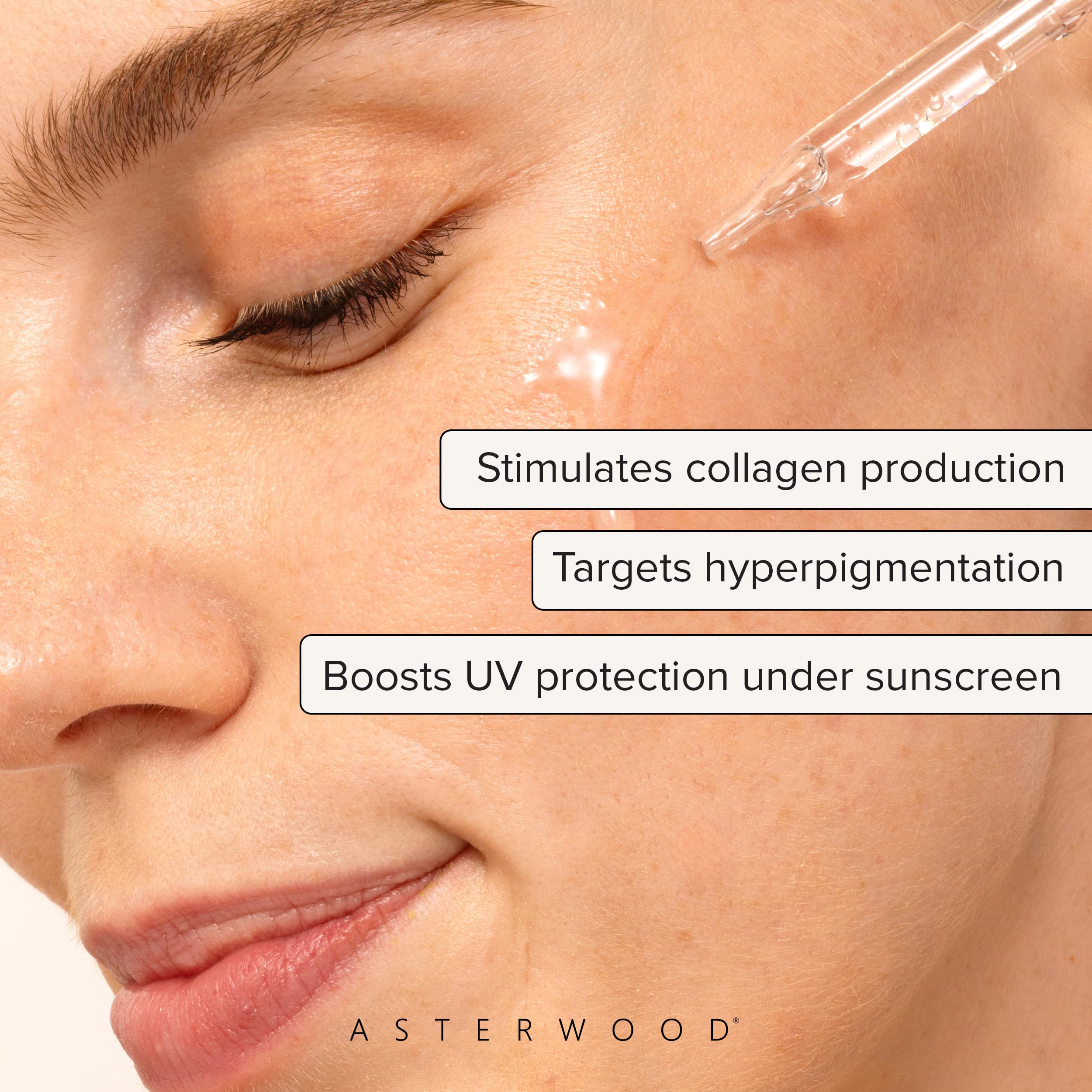 Asterwood Vitamin C Serum fragrance-free label for sensitive, irritant-free care.