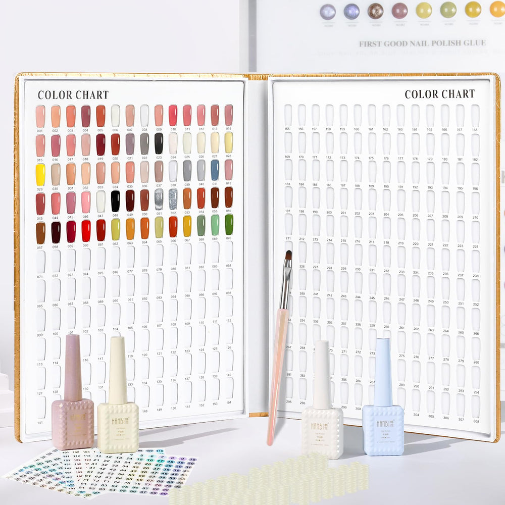 ASTONFOG complete nail color chart kit with tips, labels, and brush
