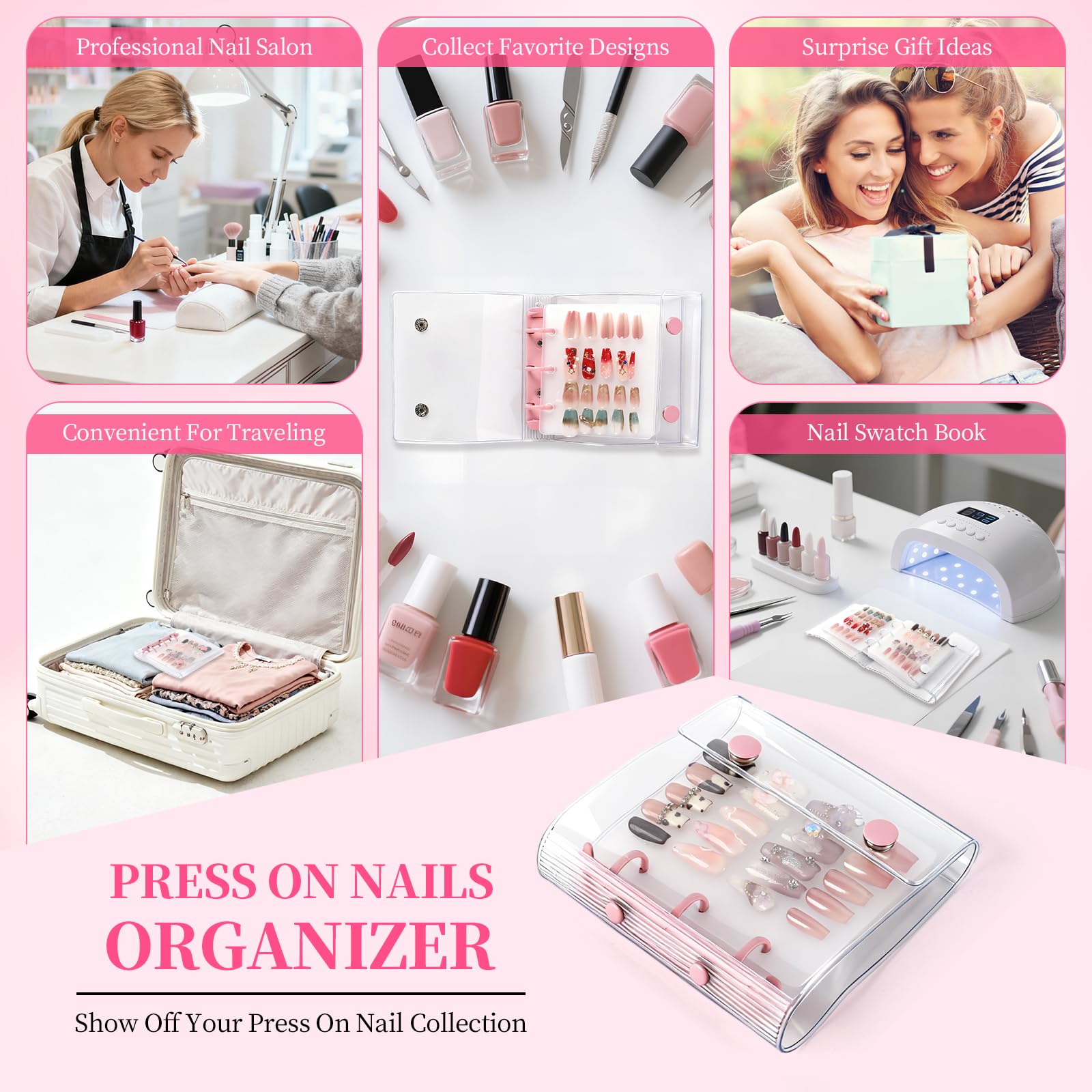 ASTONFOG nail art salon display—professional-looking binder fits small nail collections.