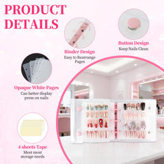 ASTONFOG nail display 12-page layout—clear pockets let you browse swatches effortlessly.