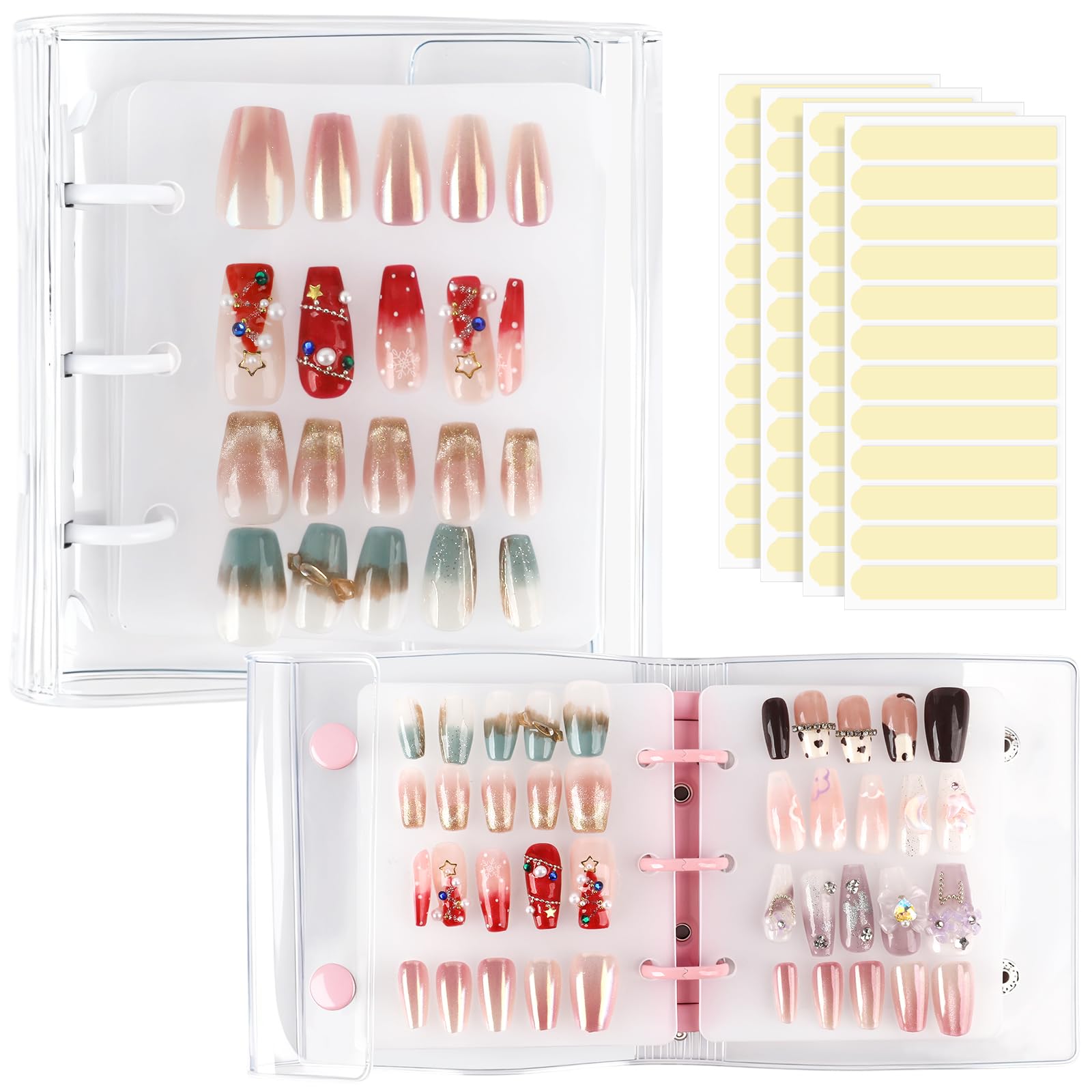 ASTONFOG nail organizer white cover—sleek binder for easy page flipping and storage.