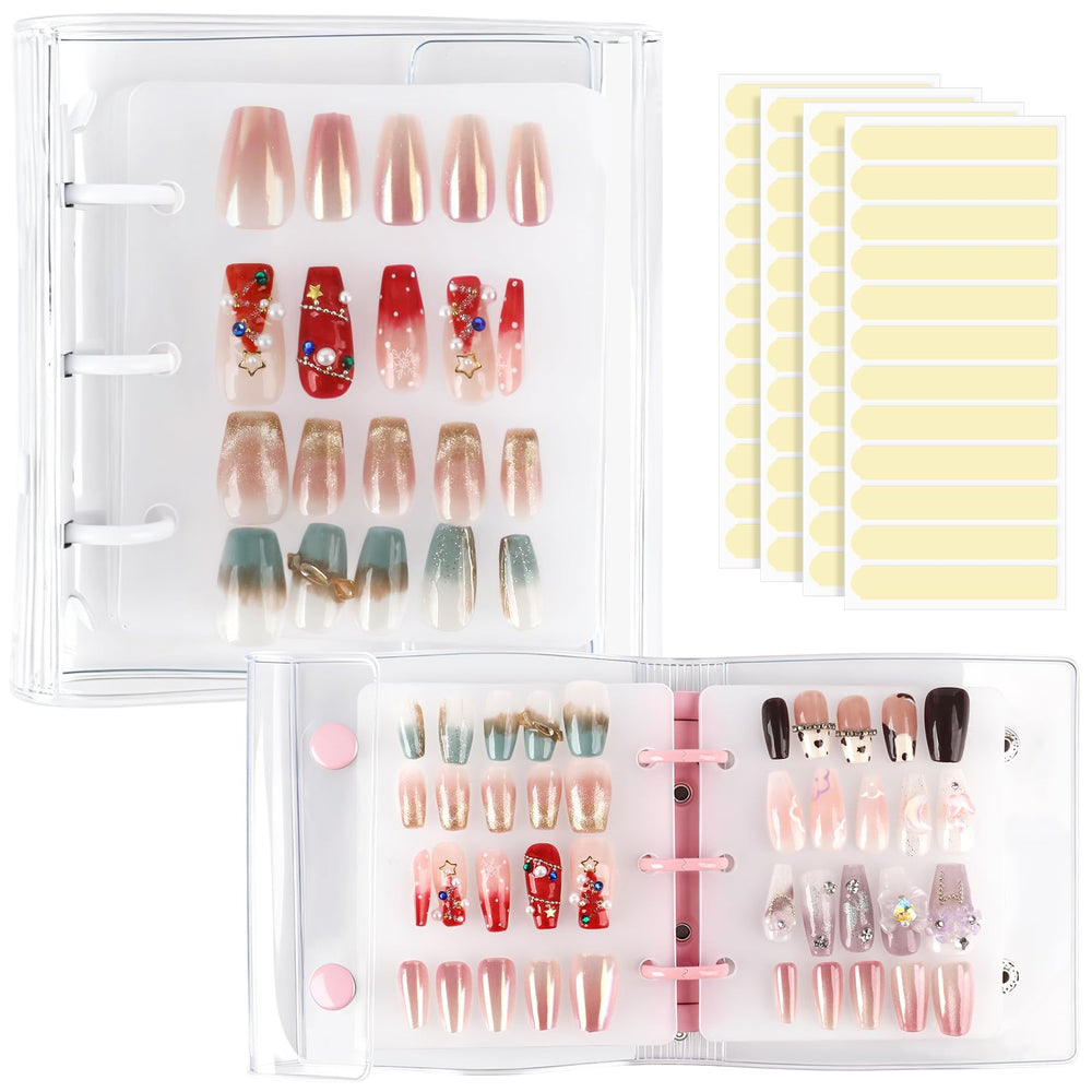 ASTONFOG nail organizer white cover—sleek binder for easy page flipping and storage.