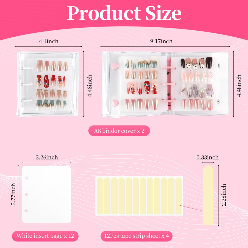 ASTONFOG nail swatch pockets—transparent pages protect nails while letting you compare sets.
