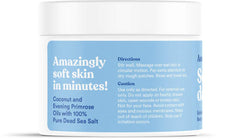 Close-up of fine Dead Sea salt in ASUTRA scrub for gentle skin polish.