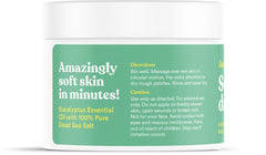 ASUTRA Dead Sea Salt Scrub in shower scene highlighting hydrating texture.