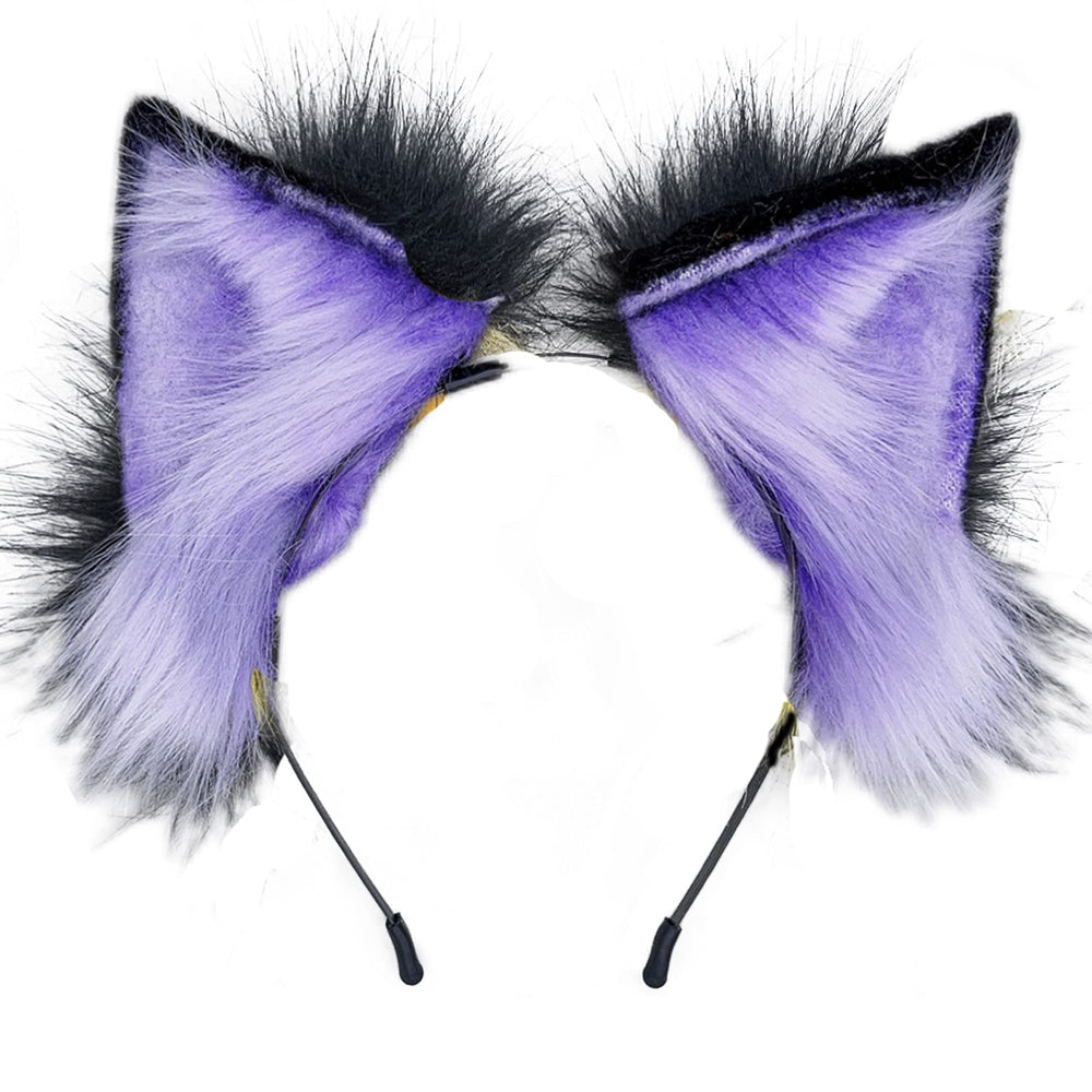 ATekatac wolf ears headband rollable purple1 for cosplay and party fun.
